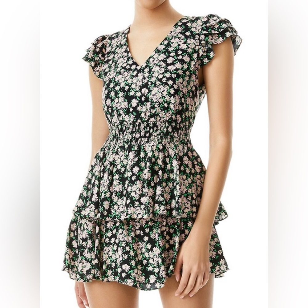 Alice + Olivia Mariska Black Floral Romper Size 10